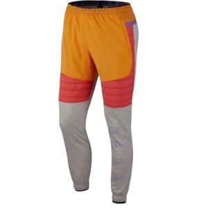 Nike Mens Therma Fleece Orange Gray Training Jogger Sweat Pants small BV4523-050